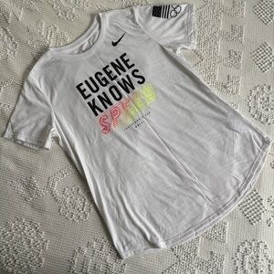 Nike womens size L dri-fit athletic cut fit eugene knows speed tracktown USA tee